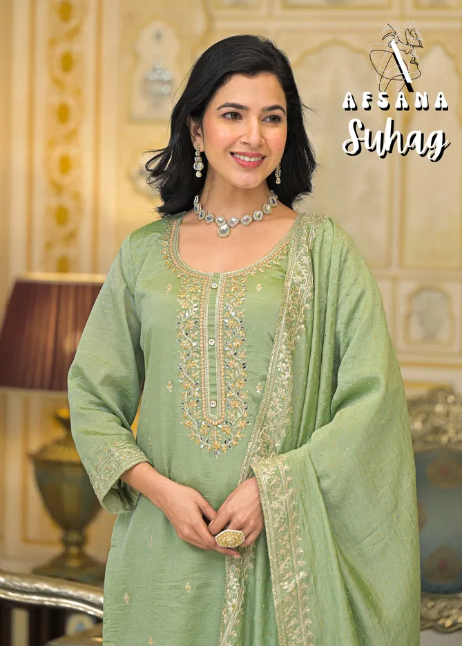 Suhag By Afsana Vichitra Embroidery Readymade Suits Exporters In India